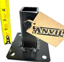 Load image into Gallery viewer, Secure loose rails 1&quot; Handrail repair base 4&quot; H. Rail posts slides IN Bracket 4&quot; x 4&quot; base plate NO Welding needed! Black with Bolts
