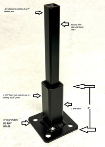 1.25" Repair Railing Bases for Broken 1 1/4" posts NO welding needed! 4" H for Railings rusty HOLLOW Post, Bracket Slips INTO existing Leg Black