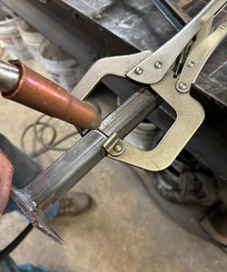 Weld on Handrail Steps 6” repair foot for 1" post that have rotted and broken out of cement w bolts! Black Paint