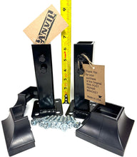 Load image into Gallery viewer, No Weld SLIP FIT 1&quot; Rail Post Repair KIT set screw w/base covers 6 1/2&quot; high one inch rusted broke post pockets INSIDE Bracket Black w/ hardware
